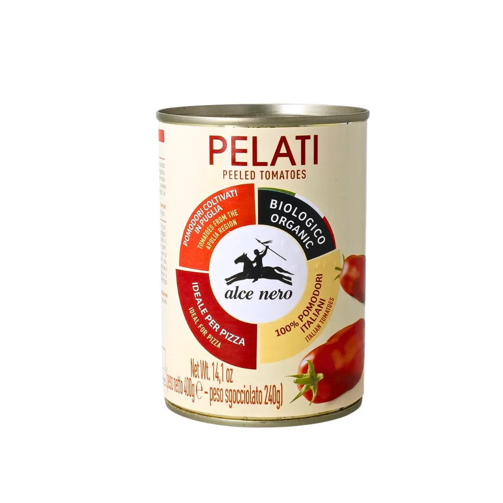 Pomidory pelati bio Alce Nero - całe obrane pomidory w puszce.