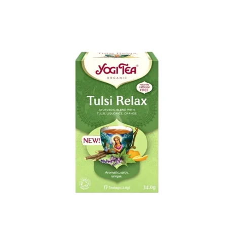 Herbata Yogi Tea Tulsi Relax Bio - ajurwedyjska mieszanka z tulei i pomarańczą.