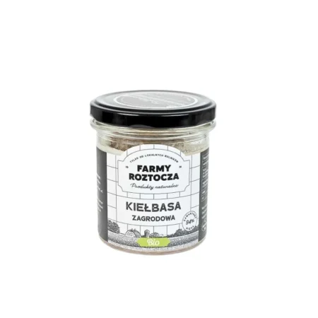 Kiełbasa zagrodowa bio w słoiku Farmy Roztocza - naturalna konserwa wieprzowa.